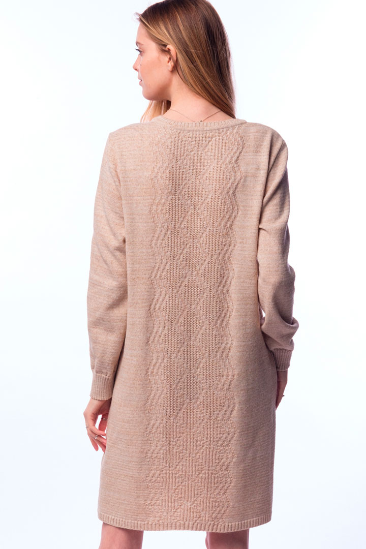 Фото товара 18876, бежевое трикотажное платье